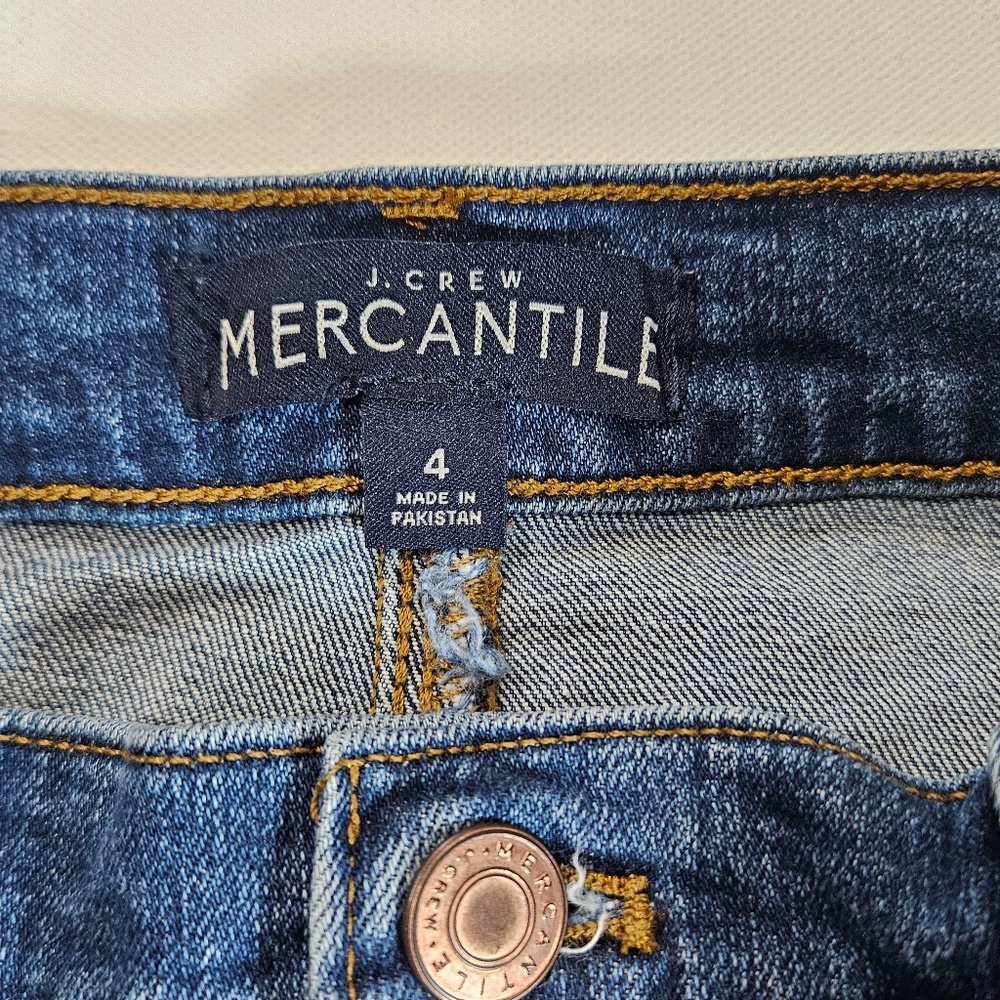 J. Crew Mercantile Jean Skirt Womens 4 Blue Denim Mini Casual Summer Cutoff Hem - Picture 3 of 9